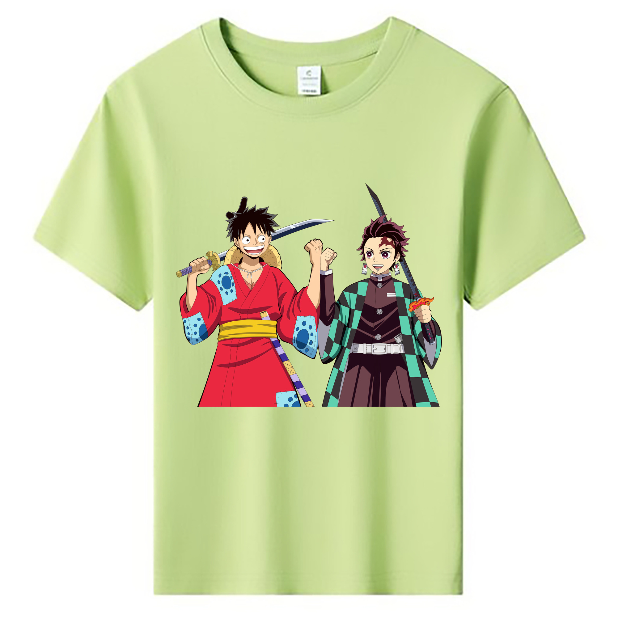（画像用） 鬼滅の刃 竈門 炭治郎／かまど たんじろう Kamado Tanjirou 綿100％キッズTシャツ（フロントプリント）